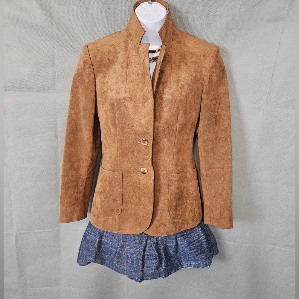 Vintage Ultra Suede RUST Brown Tailored Jacket - Picture 13 of 15